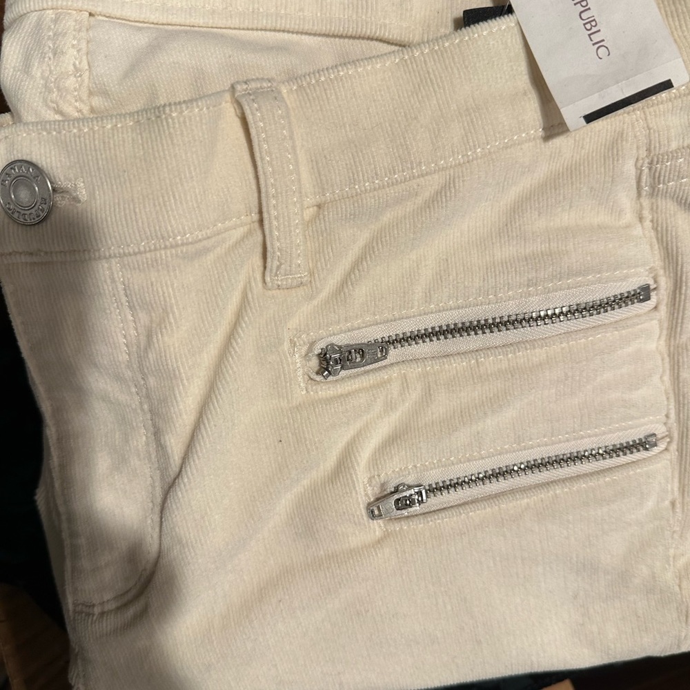 See All Pics! STRETCH Banana Republic Off White Velvet Corduroy Skinny Jeans - Picture 3 of 9